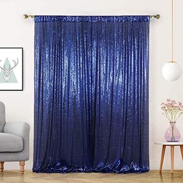 Imagem de TCBESTO Cortina de pano de fundo de lantejoulas azul marinho 2,5 m x 2,5 m, 1 painel, cortinas de fundo brilhante para fotografia de palco para casamento, aniversário, festa nupcial, fundo brilhante, decoração de
