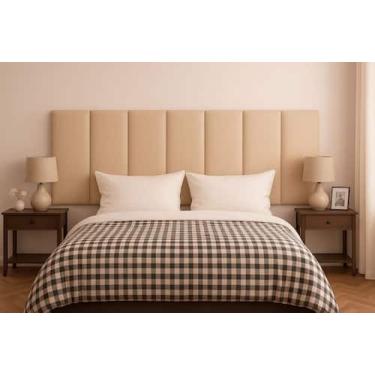 Imagem de Cabeceira Casal 7 Módulos Estofados Placa Cama Box Adesiva 140cm - PC 