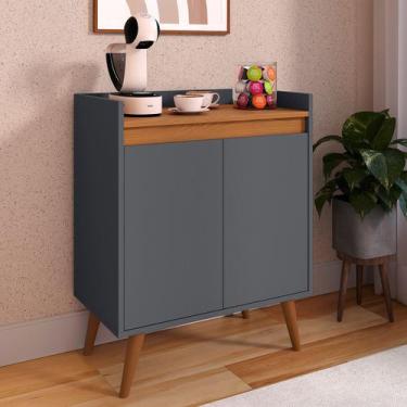 Imagem de Aparador Armario Buffet Pés Palito Victória 2 Portas Cinza/Freijó - Co