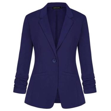 Imagem de Blazer MINTLIMIT azul royal para mulheres com manga 3/4 de lapela S