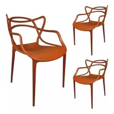 Imagem de Kit 3 cadeiras allegra terra cota - AJ