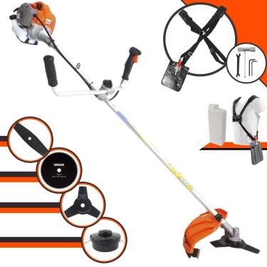 Imagem de Aparador de Grama À Gasolina Vulcan VR430P 43cc 1,7HP 2T Com Guidão Anti-Vibração Carretel de Nylon + Faca 2 Pontas + Faca 3 Pontas + Faca 80 Dentes