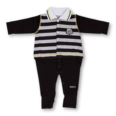 Imagem de Macacão Bebê Santos Longo Listras Oficial