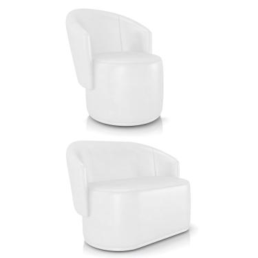 Imagem de Sofá Namoradeira e Poltrona Orgânica para Sala Malu Sintético PU Branco M11 - D'Rossi
