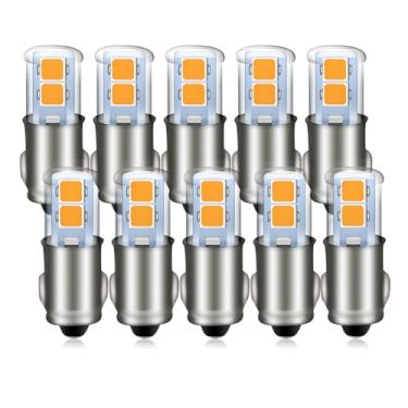 Imagem de Ruiandsion 10 lâmpadas de LED 3898 BA7S amarelas CC 12V 2835 4SMD Chipsets lâmpadas de LED de substituição para painel de instrumentos interiores de carro, luzes de advertência