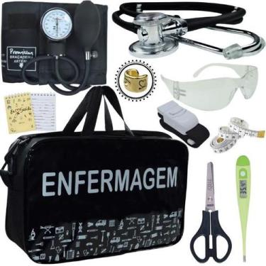 Imagem de Kit Bolsa Aparelho de Pressão Esfigmomanômetro Enfermagem Premium, Pre