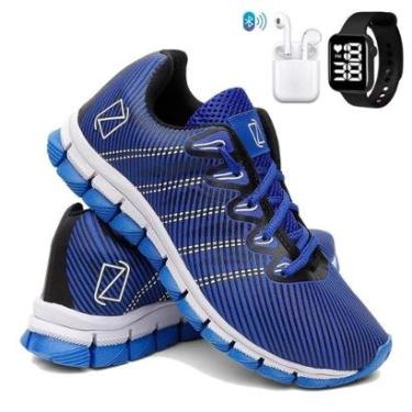 Imagem de Tênis Masculino Para Corrida Academia Caminhada Confortável Super Leve + Fone + Relógio-Masculino