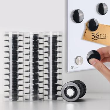 Imagem de TOWON Ímãs de terras raras grandes e fortes para quadro branco de vidro e quadro apagável a seco, 36 peças redondas pretas
