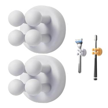 Imagem de Porta-escovas de dentes Good Grips – 2 peças de silicone para escova de dentes para banheiro chuveiro montado na parede autoadesivo bonito dormitório cozinha organizador gancho de armazenamento para