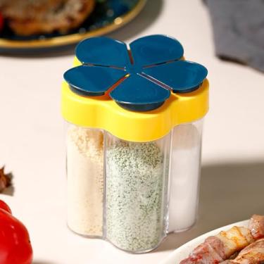 Imagem de Generic Prático/diário azul 8,5 g cilíndrico flip top seguro para micro-ondas, lavável na lava-louças, portátil, vários compartimentos, frasco de tempero para uso doméstico