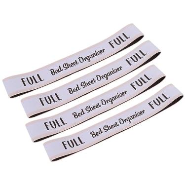 Imagem de Bandas Organizadoras de Lençóis de Cama, 4 Peças Elásticas para Guarda-Roupa de Cama para Armário de Linho, Organizador de Lençóis, Organização de Armários, Branco e Rosa (Casal)