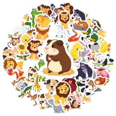 Imagem de 35 peças animal colorido amigável desenho animado pequeno adorável para mala geladeira telefone bagagem laptop guitarra carro adesivo brinquedos guitarra laptop capacete skate