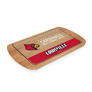 Imagem de PICNIC TIME Tábua de queijo NCAA Louisville Cardinals com tampa de vidro para quadro de queijo, travessa de servir, tábuas de charcutaria, (Parawood)