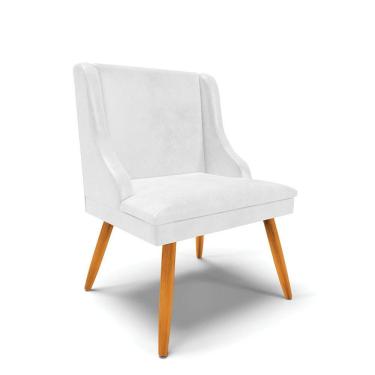 Imagem de Cadeira Corano Branco Pés Palito Castanho