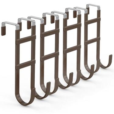 Imagem de FYY Ganchos sobre a porta – Pacote com 4 cabides organizadores de gancho duplo resistente com borracha antiderrapante para uso em toalhas, roupas, chapéus e bolsas no banheiro, quarto, cozinha – Serve