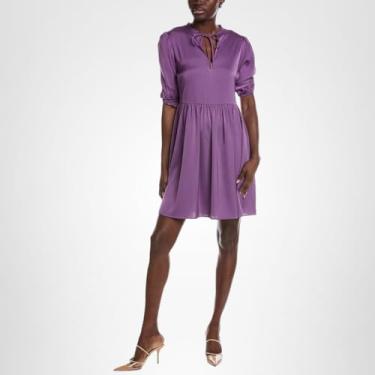 Imagem de BOSS Vestido feminino Dorena Flowy Tie Neck, Roxo violeta, P