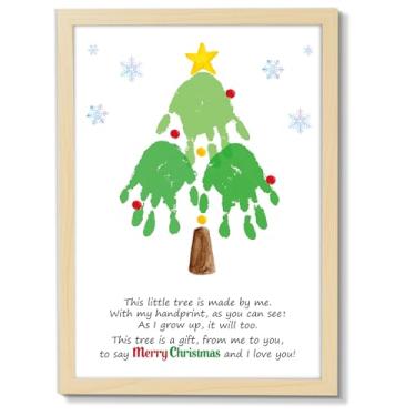 Imagem de QOUBAI Árvore de Natal, artesanato de impressão à mão, faça você mesmo, Feliz Natal, lembrança, árvore de Natal, artes e artesanato, presentes de Natal para crianças e adultos, lembrancinhas de festa