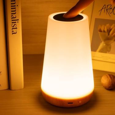 Imagem de Luminária de Mesa LED Toque - RGB 13 Cores, 5 Níveis de Brilho, Recarregável, Portátil - Lâmpada de Cabeceira USB, Abajur Infantil e para Quarto