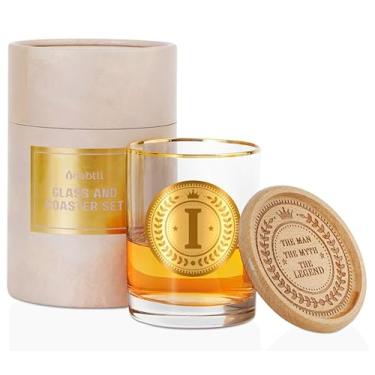 Imagem de Copo de uísque personalizado com porta-copos para homens, presentes de álcool personalizados para amantes de uísque, presentes de aniversário exclusivos, presentes de Natal para ele, pai, tio, eu