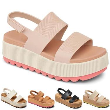 Imagem de Sandálias hexnart Fashion Platform para mulheres rosa de verão