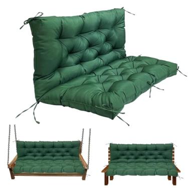 Imagem de LQQSDPJ Almofadas de substituição de balanço para exterior: almofada impermeável de banco de 2 a 3 lugares com laços - almofada de balanço de 10 cm de espessura para móveis de jardim e varanda