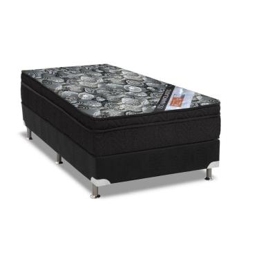 Imagem de Cama Box Solteiro: Colchão Molas Bonnel Ortobom Nanolastic Iso Firme + Base Crc Suede Black(78X188)