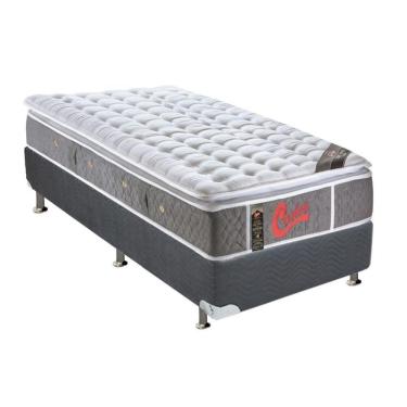 Imagem de Cama Box Solteiro: Colchão Molas Ensacadas Castor Pocket Light Stress Oxygen New + Base Gray(88X188)