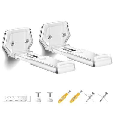 Imagem de ELETIUO Suporte de parede Soundbar, profundidade ajustável 9,7-16,5 cm, suporte universal de barra de som sob TV para Samsung, Sony, LG, Vizio, Bose, JBL, Sonos, comporta até 23 kg, transparente