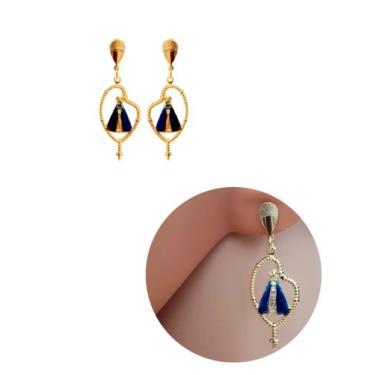 Imagem de Brinco Nossa Senhora Aparecida Folheado Ouro 18k Antialérgico - Mixfol