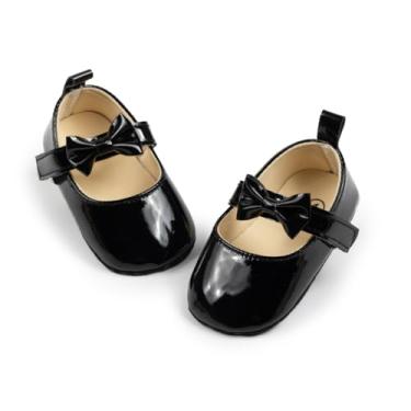 Imagem de Vestido de noiva princesa com sola macia para bebês meninas Mary Jane Sapatilhas para recém-nascidos, C03/preto, 12-18 Months Toddler