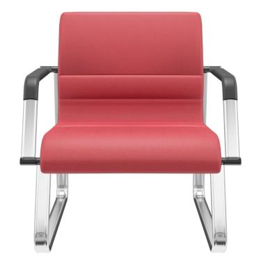 Imagem de Cadeira De Escritório Recepção Com Braço Fixa Cromada Lev P03 Crepe Vermelho - Lyam Decor