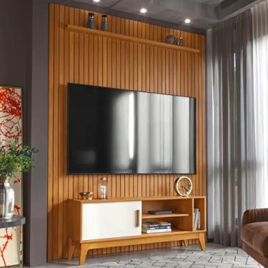 Imagem de Painel Ripado Com Rack Tv 55 Polegadas Nero Intense 184cm - Cedro