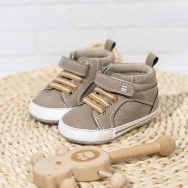 Imagem de Tênis de cano alto macio antiderrapante com sola antiderrapante de couro PU, mocassins recém-nascidos pré-andadores para berço, Damasco, 12-18 Months Toddler