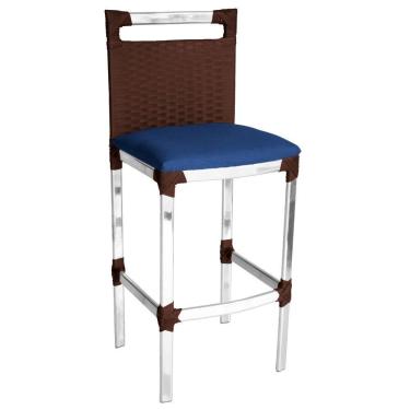 Imagem de Banqueta Vigor Alta Em Alumínio E Fibra Sintética Tabaco/azul