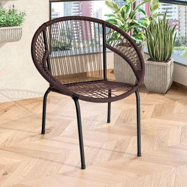 Imagem de Cadeira De Área Eclipse Tramado Em Fibra Sintética E Aço Tabaco