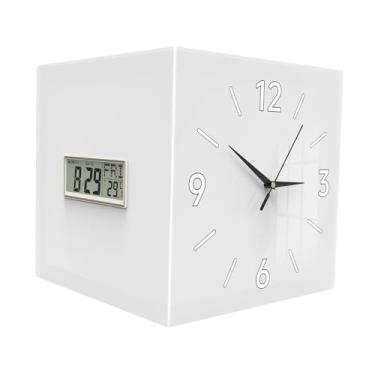 Imagem de Wswqop Relógio de Parede de Canto, Relógio Digital, Acrílico, Visor de Temperatura, Mês, Data E Semana para Sala de Jantar, Escritório, Escritório, Decoração, Branco puro