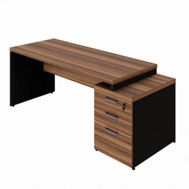 Imagem de Mesa Diretor Office 170-192cm Com Gaveteiro Web Office Nogal-preto