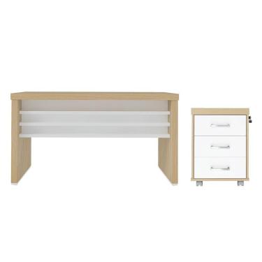 Imagem de Conjunto Escrivaninha E Gaveteiro Oldham Carvalho Branco