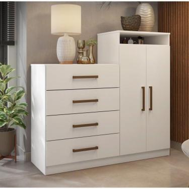 Imagem de Comoda 2 Portas 4 Gavetas Nora Branco