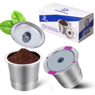 Imagem de Roogaluckeep Pacote com 2 cápsulas de café reutilizáveis de aço inoxidável, filtro de café para Keurig, cápsulas de café reutilizáveis de aço inoxidável para Keurig, ajuste universal para a família