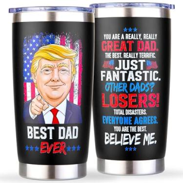 Imagem de tawazi Presentes para o pai da filha, filho, crianças - presente legal de aniversário, Natal, Dia dos Pais para o papai - Presentes Best Dad Ever - Caneca engraçada para homens, 590 ml de aço