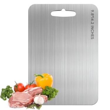 Imagem de Tábua de corte de titânio para cozinha, tábua de corte de titânio 100% puro, dupla face, de grau alimentício, durabilidade, higiene, segura para metal, tábuas de corte não tóxicas para carne e legumes