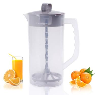 Imagem de WELKOR Jarra de mistura de 2 litros com êmbolo ajustável e tampa – sem BPA, à prova de vazamento para suco, fórmula, chá – boca larga, fácil de limpar, tecnologia de mistura de vórtice