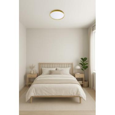 Imagem de Plafon LED Moderno 40cm (36W) e 50cm (48W) | 3 Cores (3000K-6000K) | Redondo ou Quadrado (30cm Redondo Madeira Clara)