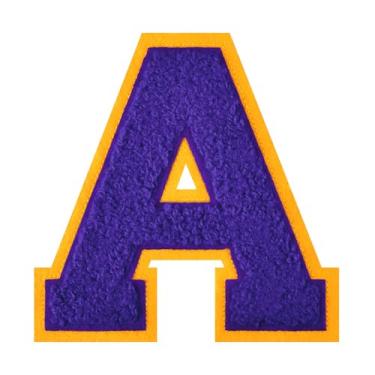 Imagem de 1 Patch de letra de chenille roxo de 11,4 cm – Adesivos do alfabeto para roupas, jaquetas, mochilas, chapéus para decoração personalizada, nome personalizado e artesanato. (A)
