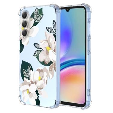 Imagem de WEIOUHR Capa para Galaxy A05S Samsung A05S transparente macio TPU design de flor branca, capa protetora leve à prova de choque resistente a arranhões, para Samsung Galaxy A05S (Magnólia)