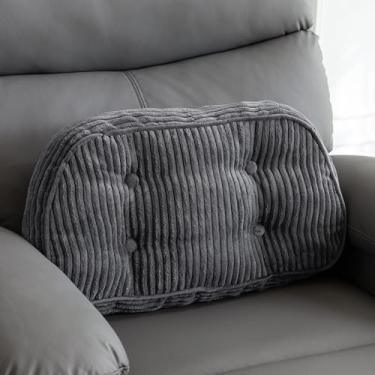 Imagem de HIGOGOGO Almofada de apoio lombar para cadeira reclinável/poltrona/poltrona/cadeira de escritório, almofada de suporte de veludo cotelê tufado para idosos, almofadas reclináveis para descanso das