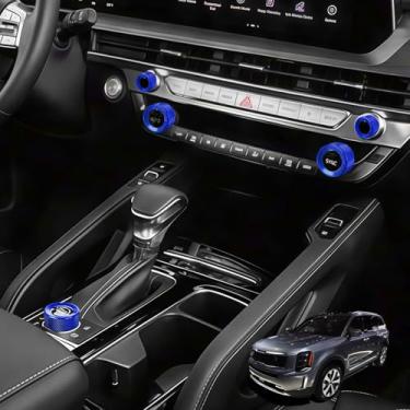 Imagem de JUIVEEL Capa de interruptor de mudança de marchas em alumínio para modo de acionamento de carro, capa de botão de ajuste de volume de áudio de rádio, capa de botão de interruptor CA compatível com