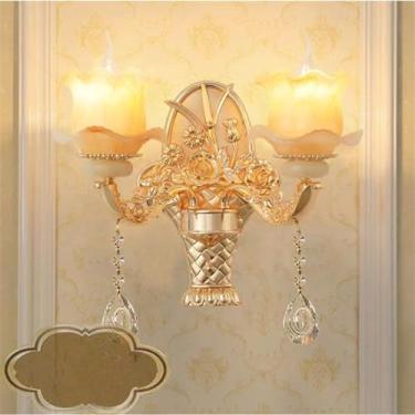 Imagem de Luminária de parede contemporânea de cristal para interiores, estilo europeu, luxuosa, com LED, para decoração de sala de estar, quarto, escritório, quarto modelo, hotel, casa de campo, corr