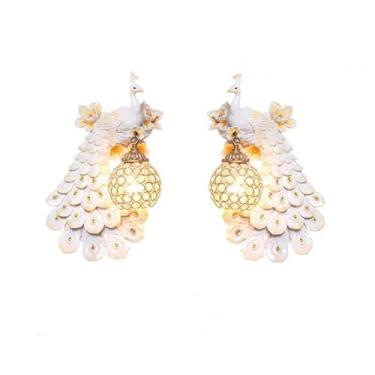 Imagem de Luminária de parede LED American Creative Art Peacock para sala de estar, quarto, escritório, casa de campo, hotel, quarto infantil, corredor (BA - Conjunto com 2 peças)